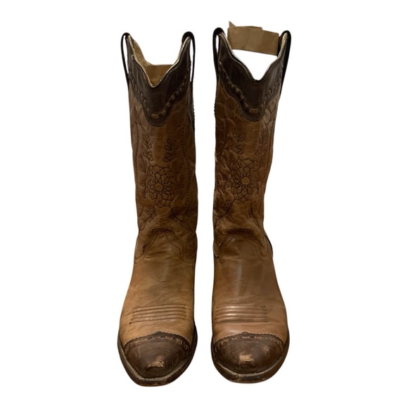 Corral Womens Size 10 M Brown/beige Leather Western Cowboy Boots Pointed Toe - Picture 2 of 8